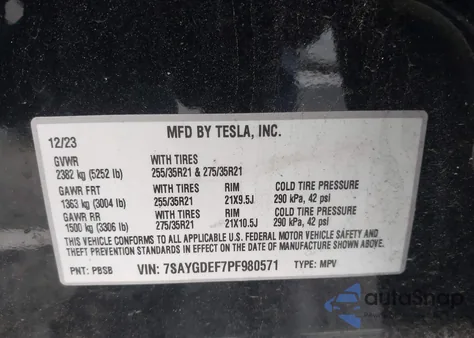 2023 Tesla Model Y Performance Dual Motor All-Wheel Drive z USA, uszkodzony, nr VIN 7SAYGDEF7PF980571